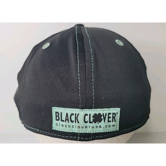 Black Clover Live Lucky Black Hat w/ Mint Green Cancer Ribbon Embroidery Fitted - Picture 3 of 8